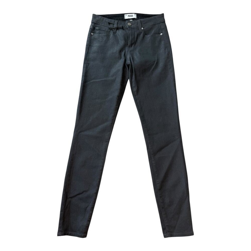 Paige Verdugo Ankle Skinny Jeans Women's Size 2â (25) Black Coated Mid Rise NWOT